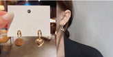 Gold Heart Asymmetrical Earrings -E2469G